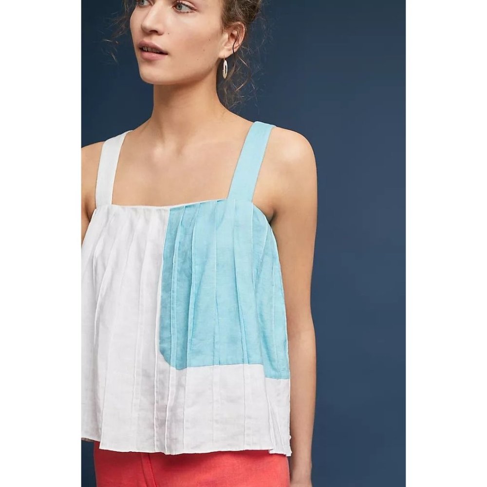 Mara Hoffman White and Light Blue Tank Top